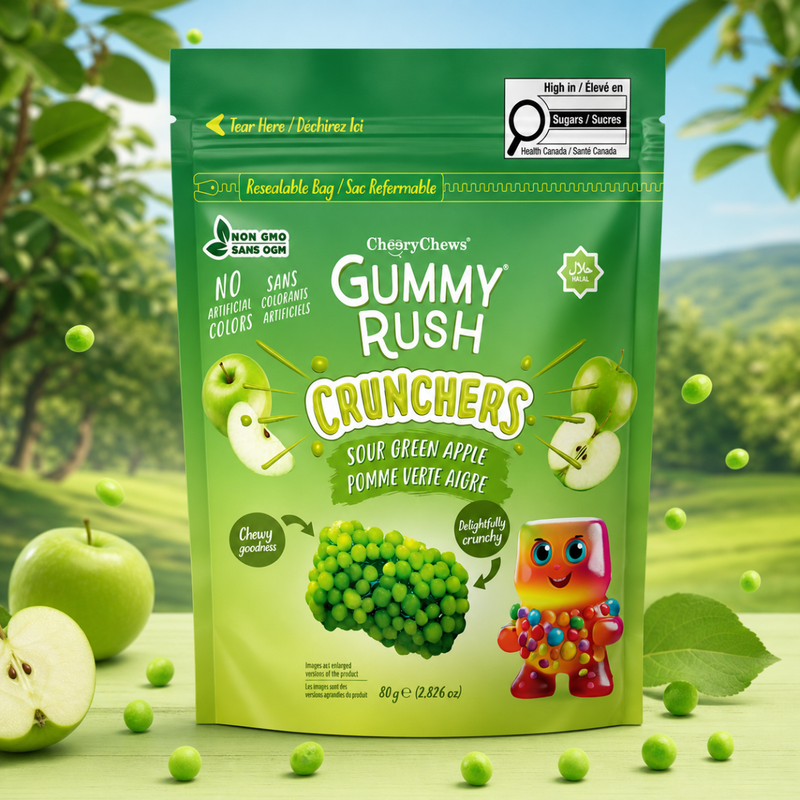 Gummy Rush Crunchers Sour Apple Flavour Pouch 80g