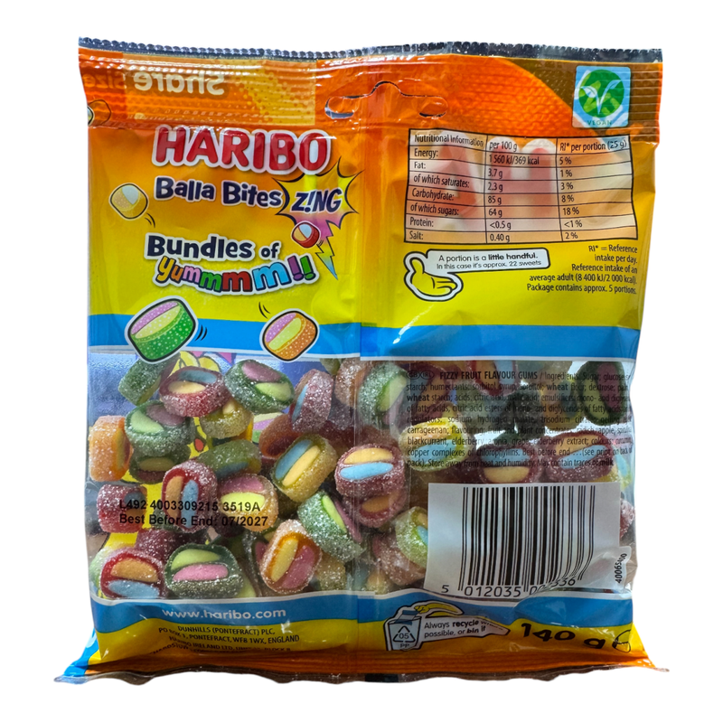 Haribo Balla Bites ZING Share Bag 140g