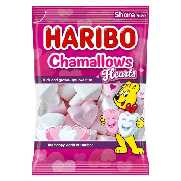 Haribo CHAMALLOWS HEARTS Share Bag 140g — Happy Candy UK LTD