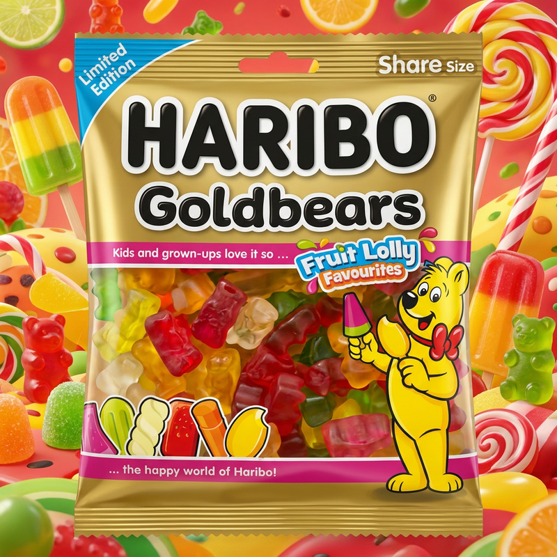Haribo Goldbears Fruit Lolly Favourites LIMITED EDITION Sweets 160g