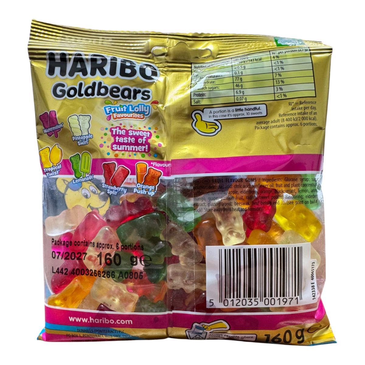 Haribo Goldbears Fruit Lolly Favourites LIMITED EDITION Sweets 160g ...