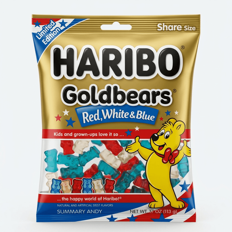 Haribo Goldbears RED WHITE & BLUE Sweets Share Bag (USA) 113g