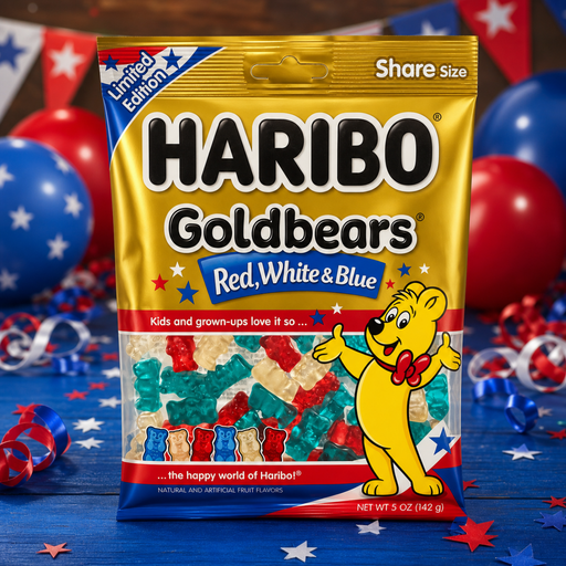 Haribo Goldbears RED WHITE & BLUE Sweets Share Bag (USA) 113g