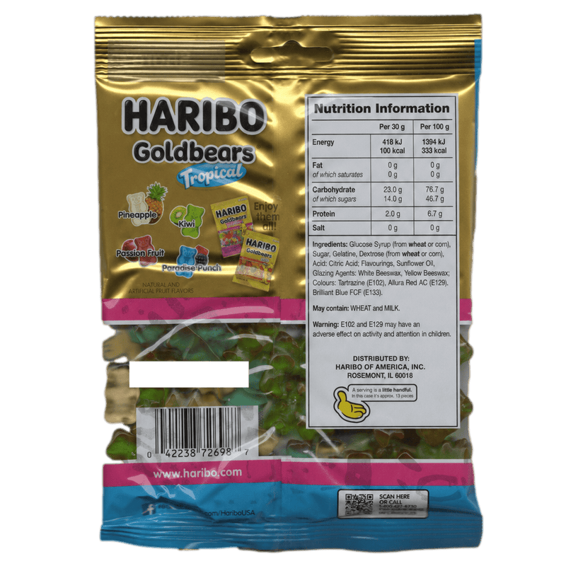 Haribo Goldbears TROPICAL Sweets Share Bag (USA) 113g