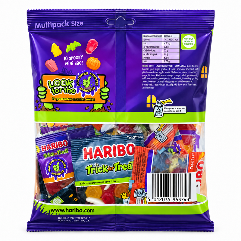 Haribo Halloween Trick or Treat 10x16g Fun Size Bags Multipack 160g