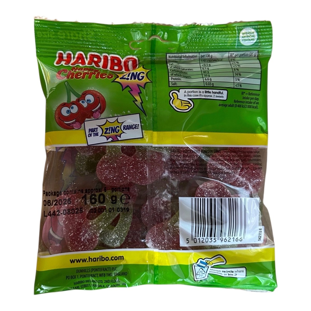 Haribo Happy Cherries Zing Share Bag 160g — Happy Candy UK LTD