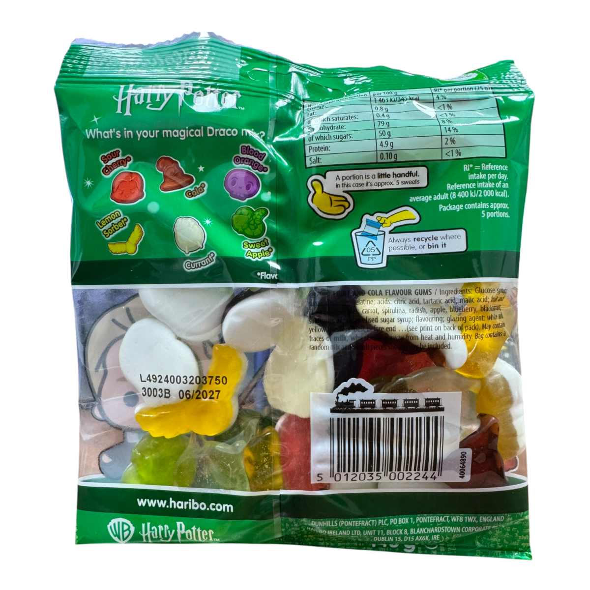 Haribo HARRY POTTER LIMITED EDITION Draco Malfoy Sweets Share Bag 160g ...
