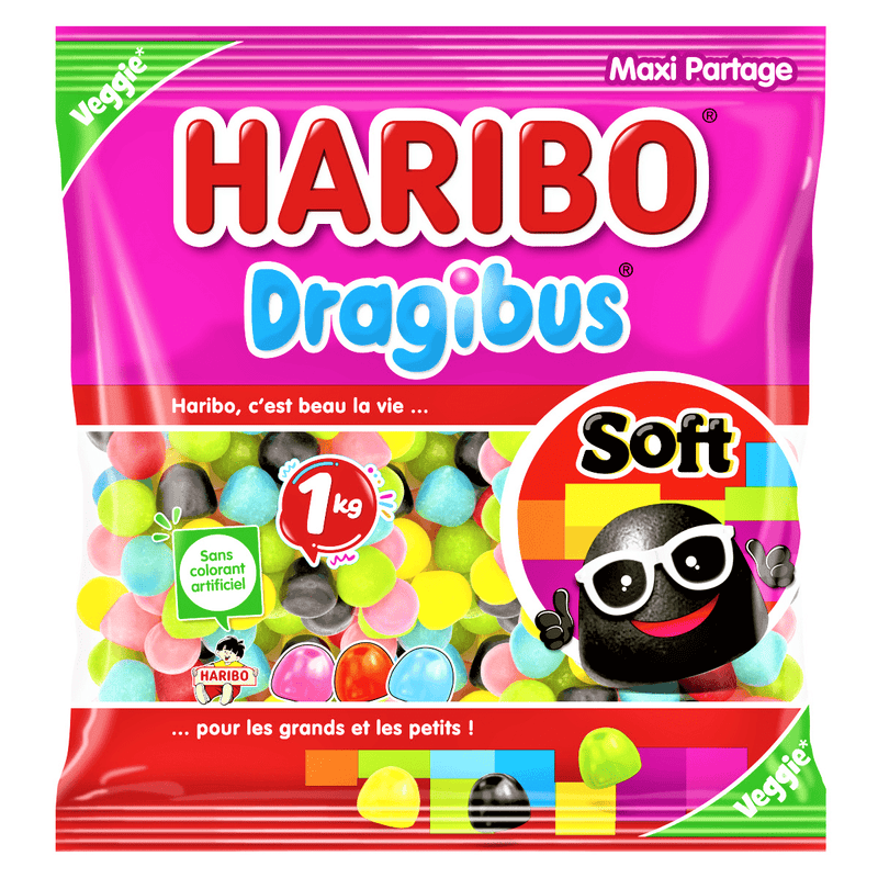 Haribo International DRAGIBUS SOFT 1KG Maxi Pack (FRANCE) - Happy Candy UK LTD