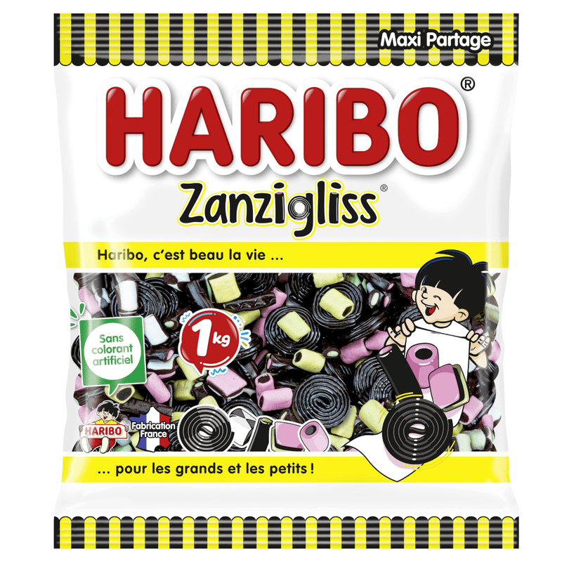 Haribo International ZANZIGLISS Liquorice 1KG Maxi Pack (FRANCE) - Happy Candy UK LTD