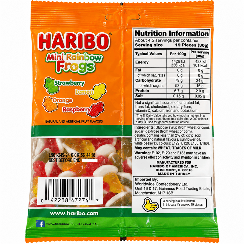 Haribo Mini Rainbow Frogs Share Bag (IMPORT) 142g