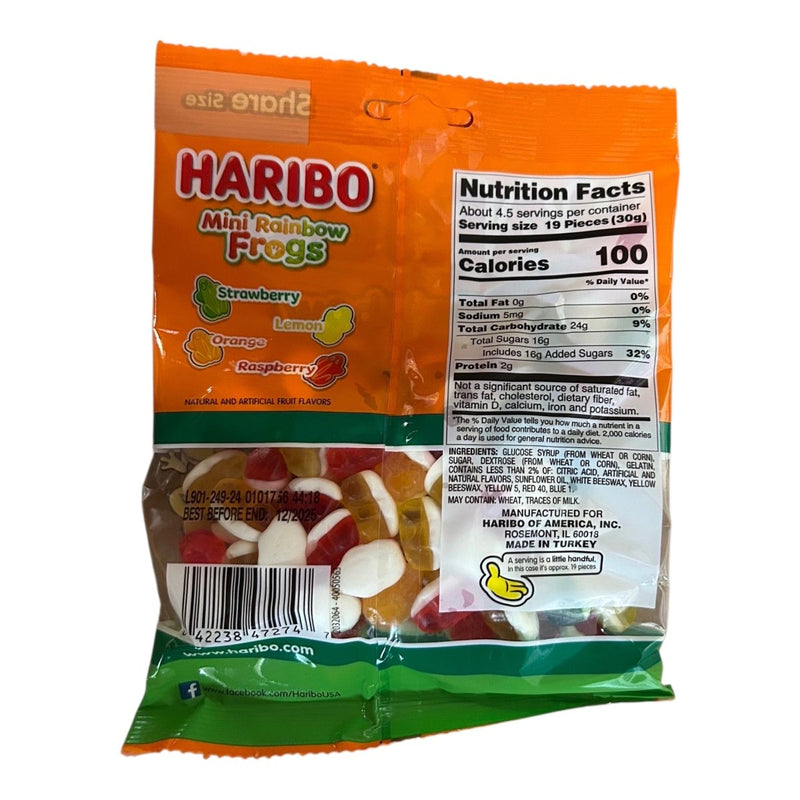 Haribo Mini Rainbow Frogs Share Bag (USA) 142g - Happy Candy UK LTD
