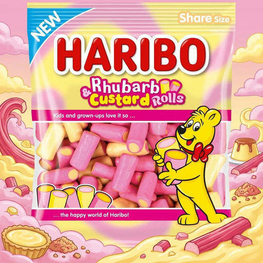 Haribo Rhubarb & Custard Rolls Share Bag 140g