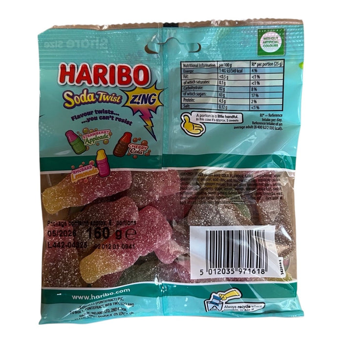 Haribo Soda Twist Zing Share Bag 160g - Happy Candy UK LTD