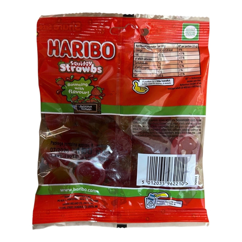 Haribo Squidgy Strawbs Share Bag 160g - Happy Candy UK LTD