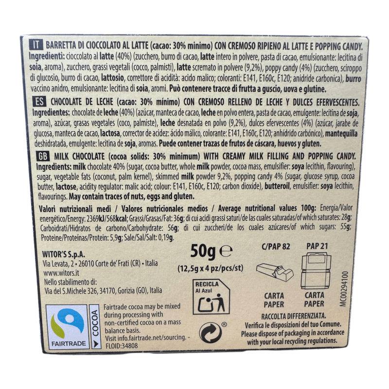 Harry Potter Popping Candy Milk Chocolate Mini Bars (4x12.5g) 50g