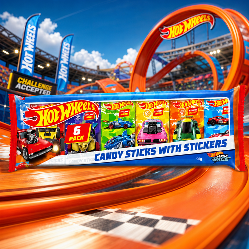 HOT WHEELS Let's Race Candy Sticks 6 Pack (6x16g) 96g