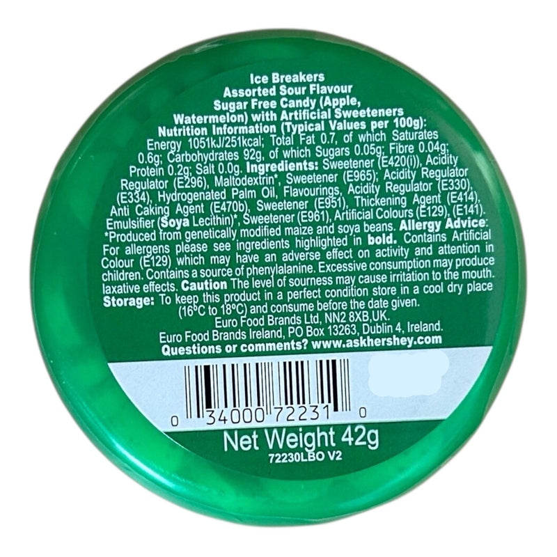 Ice Breakers Sours Watermelon & Green Apple 1.48 OZ (42g) USA IMPORT - Happy Candy UK LTD