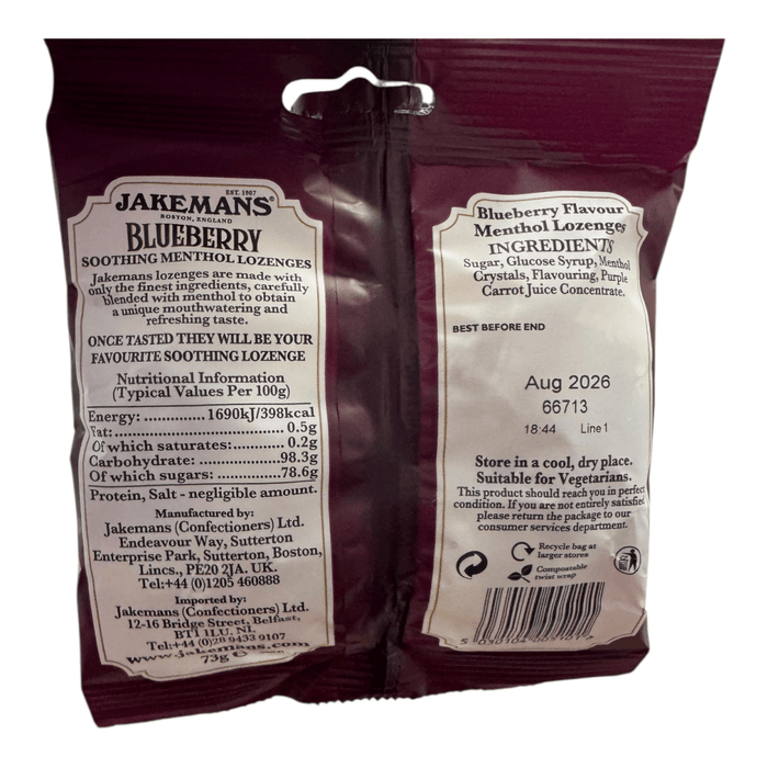 Jakemans Blueberry Soothing Menthol Lozenges 73g