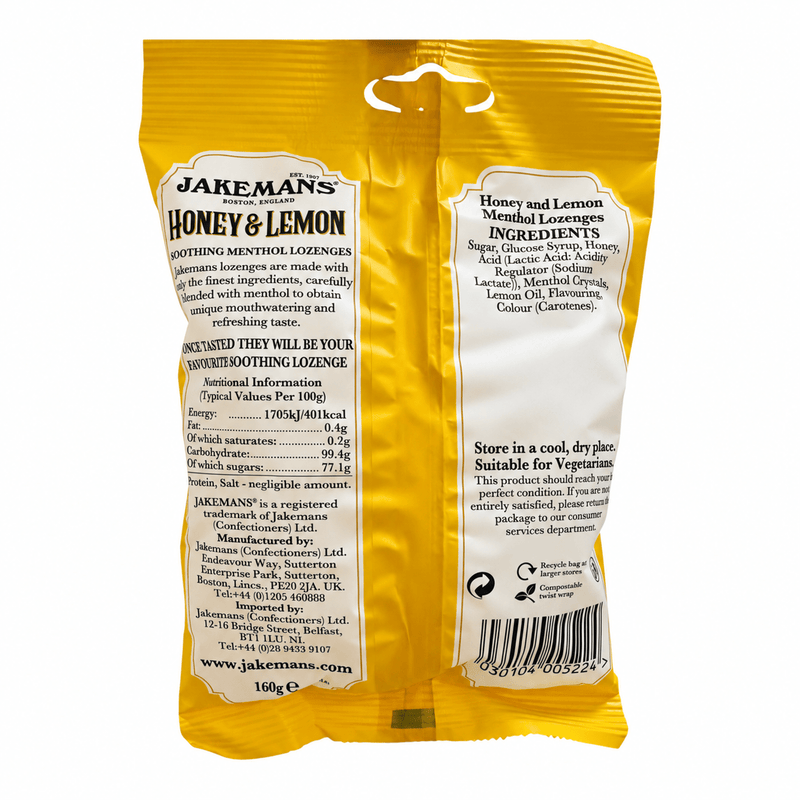 Jakemans Honey & Lemon Soothing Menthol Lozenges 160g