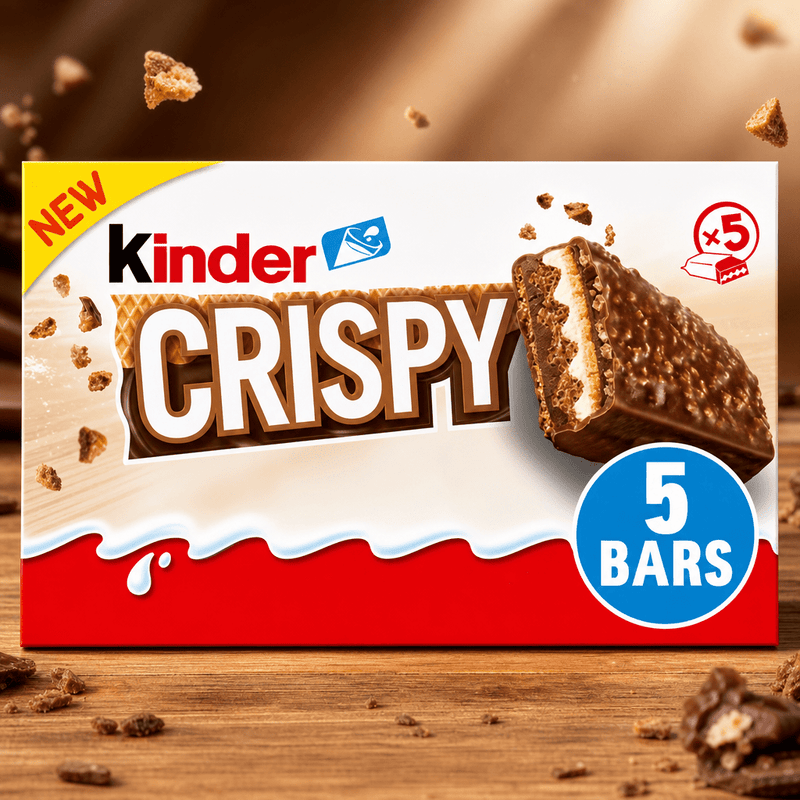 Kinder CRISPY Wafer Chocolate & Hazelnut Bar Multipack 5x34g