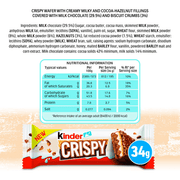 Kinder CRISPY Wafer Chocolate & Hazelnut Bar Multipack 5x34g