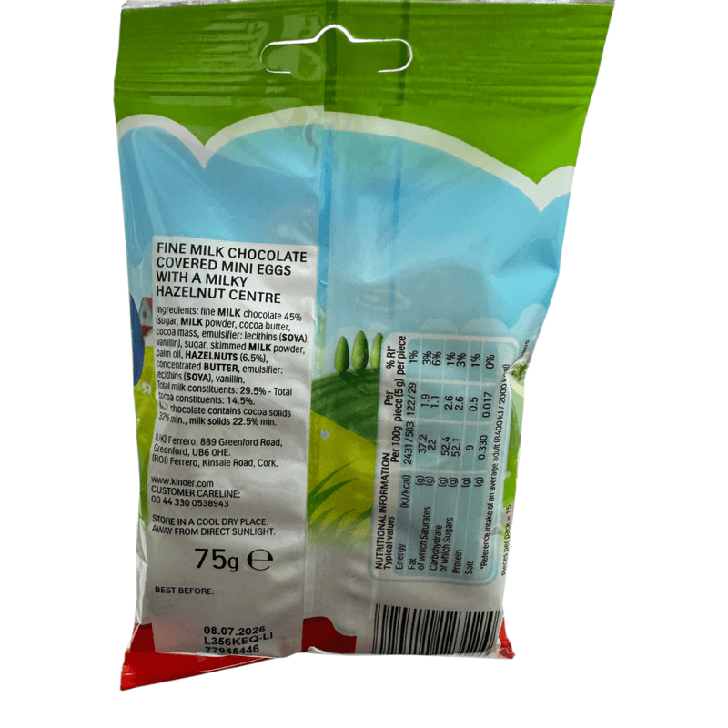 Kinder Milk Chocolate & Hazelnut Mini Easter Eggs Bag 75g
