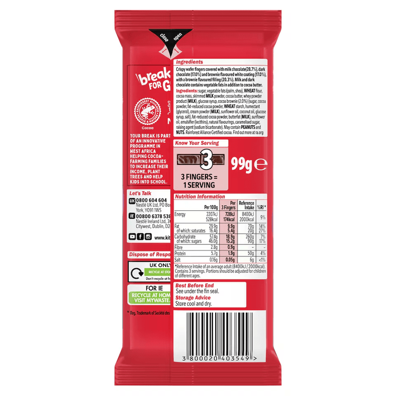 Kit Kat Brownie Milk Chocolate Sharing Bar 99g