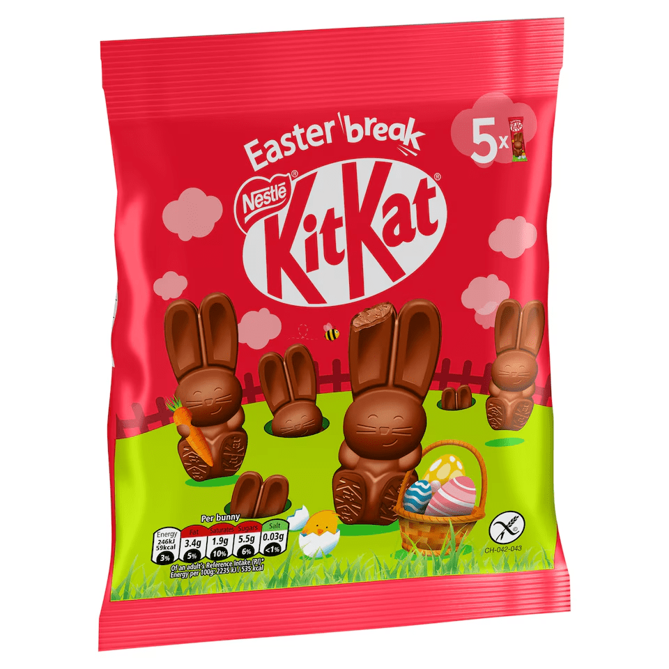 Kit Kat Milk Chocolate Easter Mini Bunnies 5 Pack Multipack 55g — Happy ...