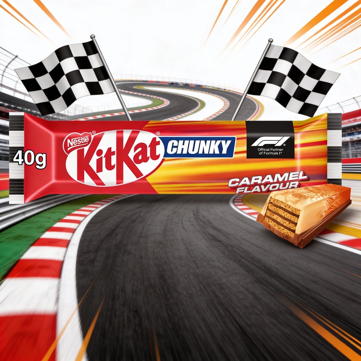 KitKat F1 Chunky Caramel Flavour Milk Chocolate Bar 40g — Happy Candy ...
