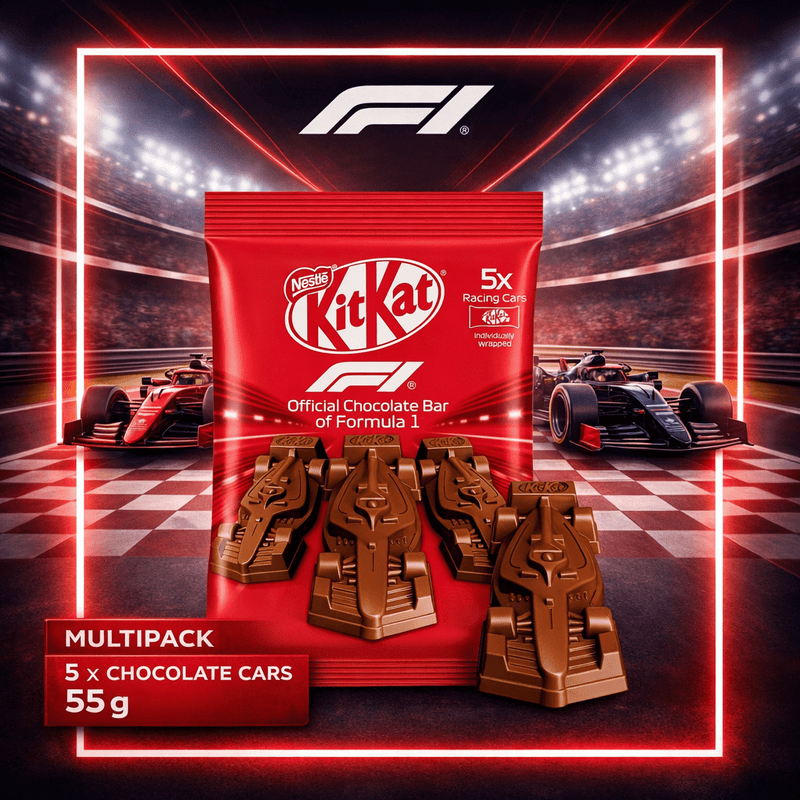 KitKat Formula 1 (F1) Chocolate Car Figure 5 Pack Multipack BULK BOX (12x55g)
