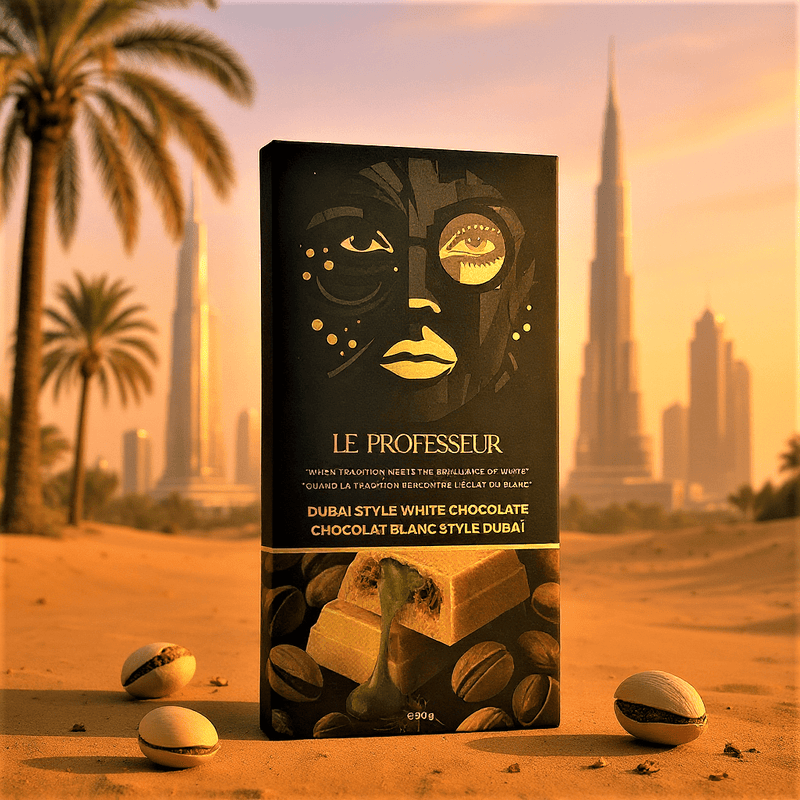 LE PROFESSEUR Dubai Style Pistachio WHITE Chocolate Bar (IMPORT) 90g - Happy Candy UK LTD