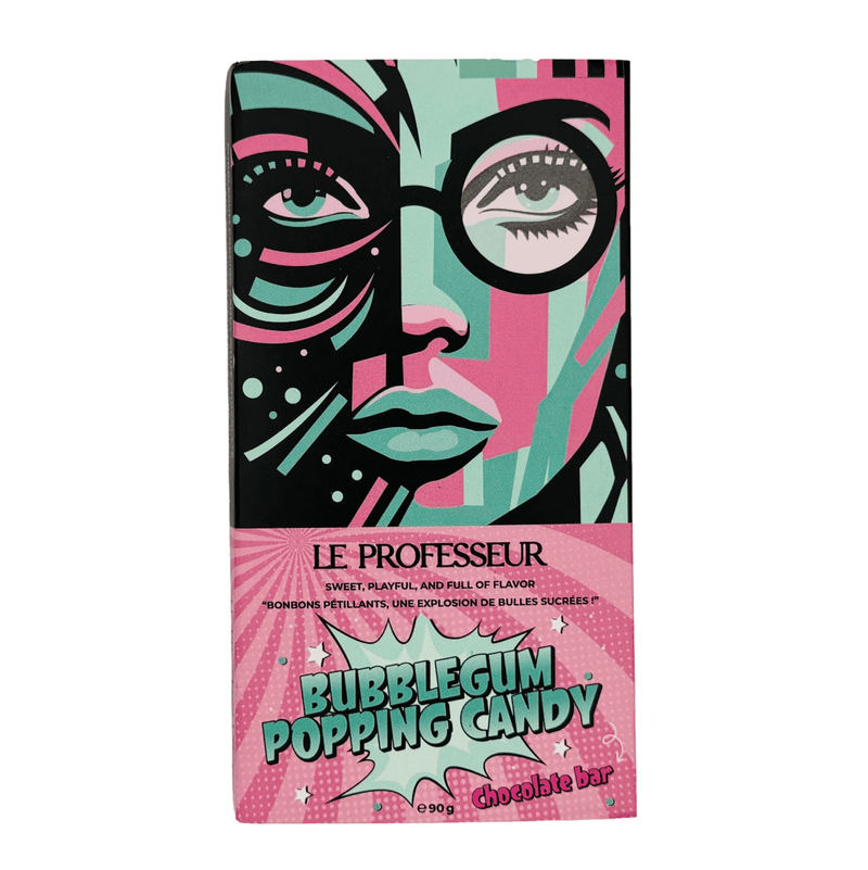 LE PROFESSEUR White Chocolate Bar BUBBLEGUM POPPING CANDY(IMPORT) 90g - Happy Candy UK LTD