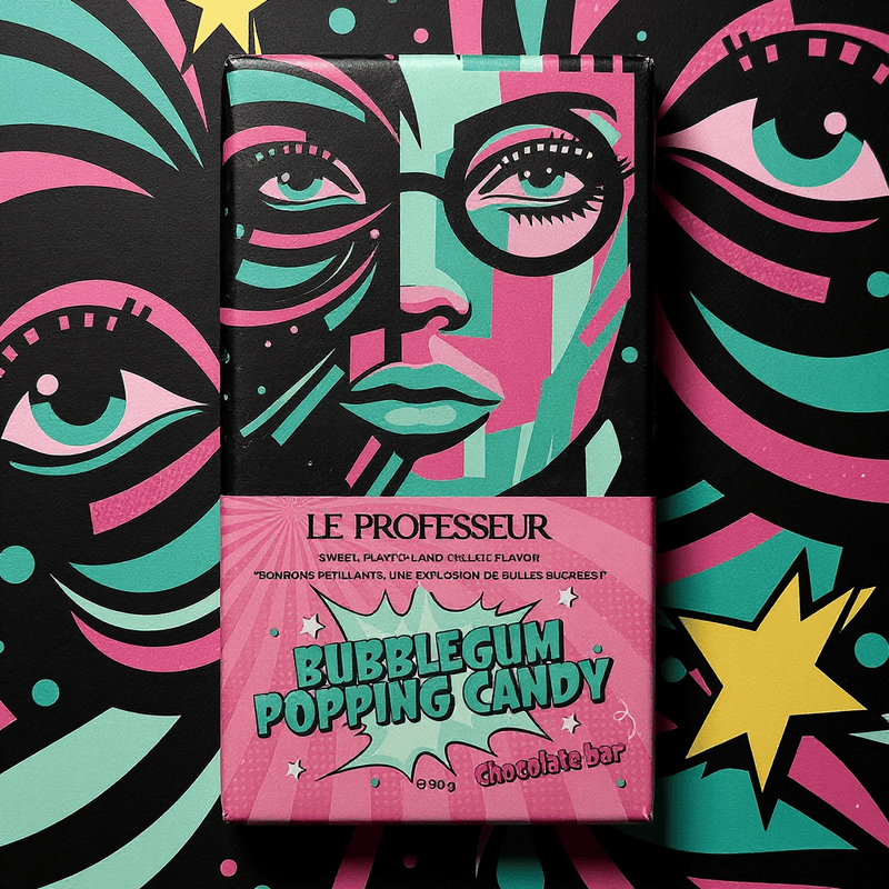 LE PROFESSEUR White Chocolate Bar BUBBLEGUM POPPING CANDY(IMPORT) 90g - Happy Candy UK LTD