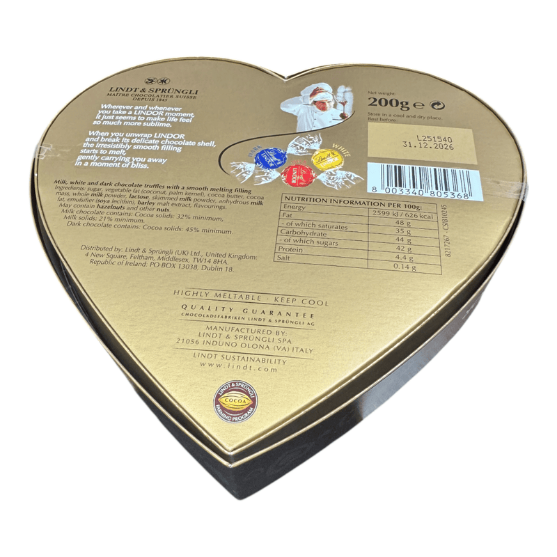 Lindt Lindor Assorted Chocolate Truffles Heart Gift Box 200g