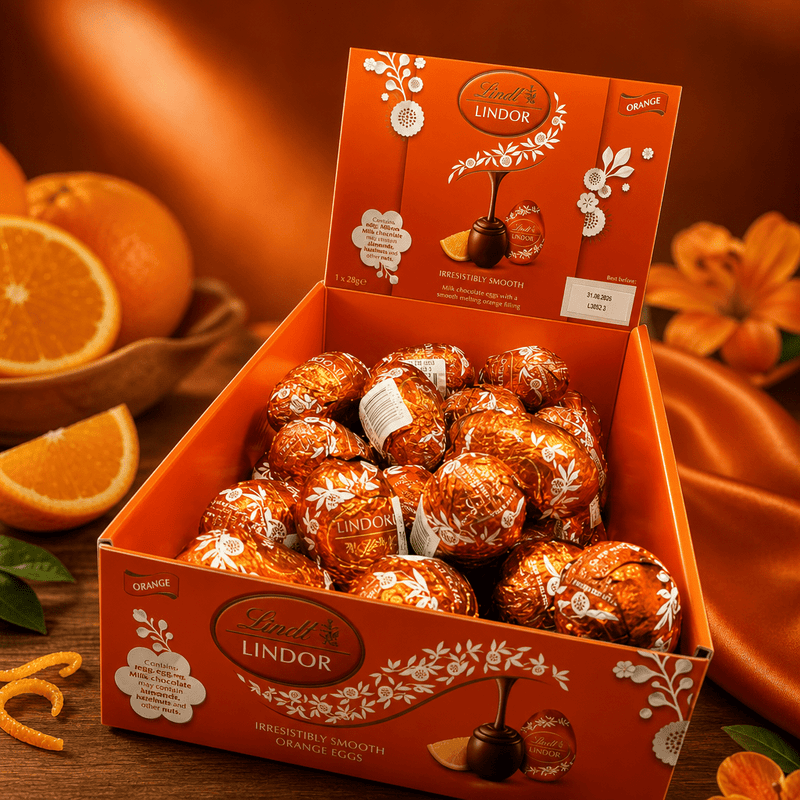Lindt Lindor Filled Orange Chocolate Egg BULK RETAIL BOX 48x28g