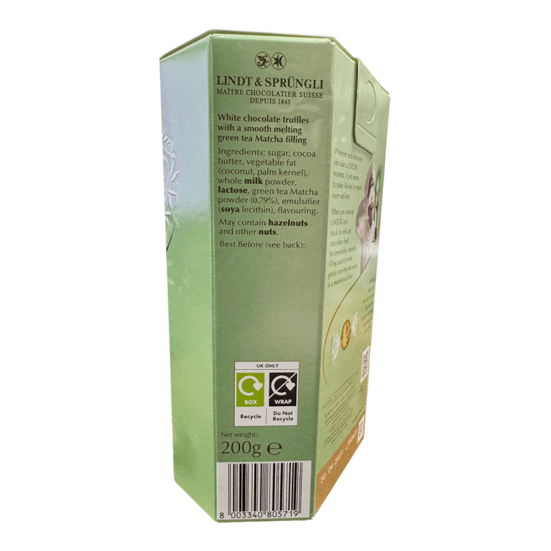 Lindt LINDOR Matcha White Chocolate Truffles Box 200g