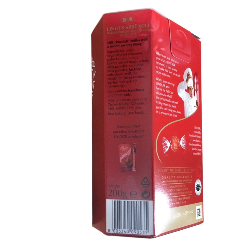Lindt Lindor Milk Chocolate Truffles Box 200g - Happy Candy UK LTD