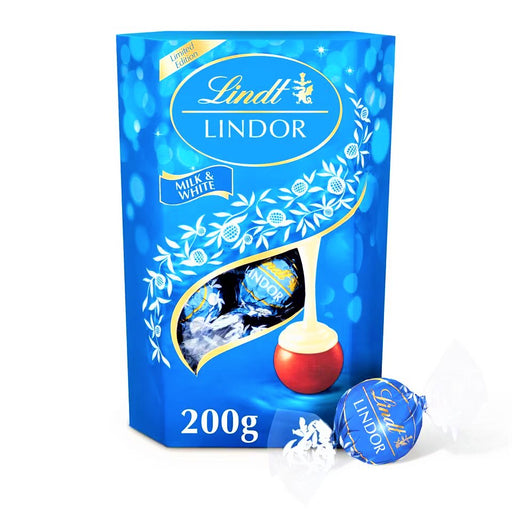 Lindt Lindor Milk & White Chocolate Truffles Box 200g - Happy Candy UK LTD