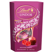 Lindt Lindor Raspberry & Cream Milk Chocolate Truffles Box 200g