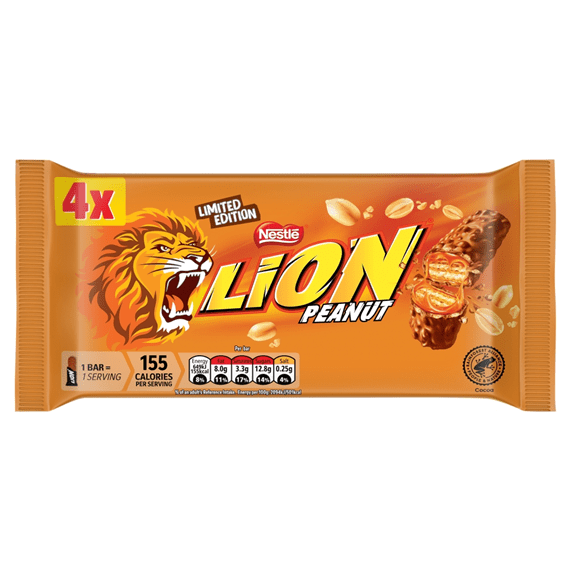 Lion Limited Edition Peanut Bars 4 Pack Multipack 124g