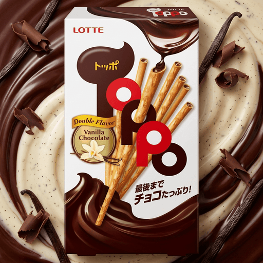 Lotte Toppo Vanilla Chocolate Filled Pretzel Sticks 40g