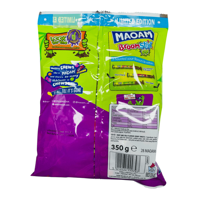 MAOAM Broom Stixx SOUR LIMITED EDITION Halloween Share Bag 350g - Happy Candy UK LTD