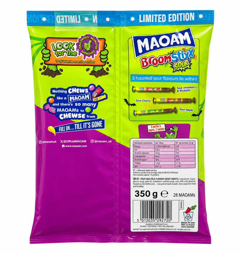 MAOAM Broom Stixx SOUR LIMITED EDITION Halloween Share Bag 350g