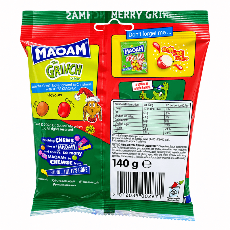 Maoam The GRINCH MERRY GRINCHMAS Cherry Cola 140g