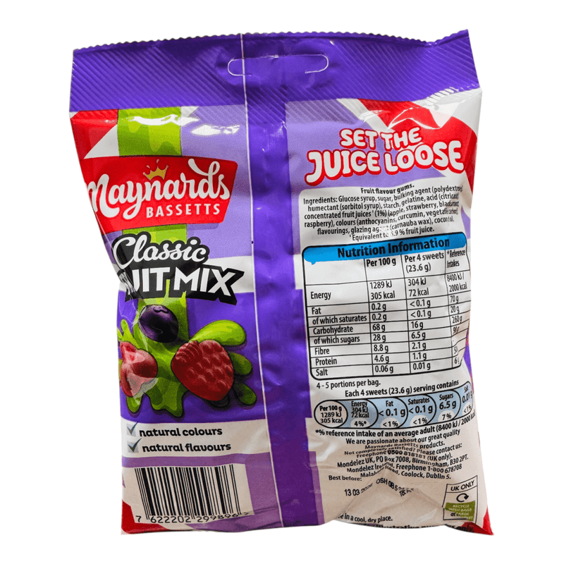 Maynards Bassetts Classic Fruit Mix Jelly 110g - Happy Candy UK LTD