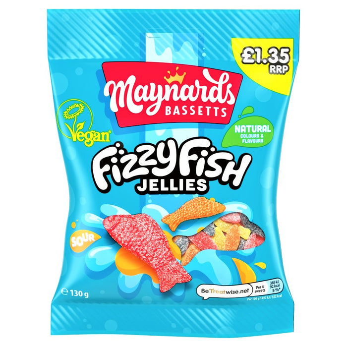 Maynards Bassetts Fizzy Fish Share Bag 130g - Happy Candy UK LTD