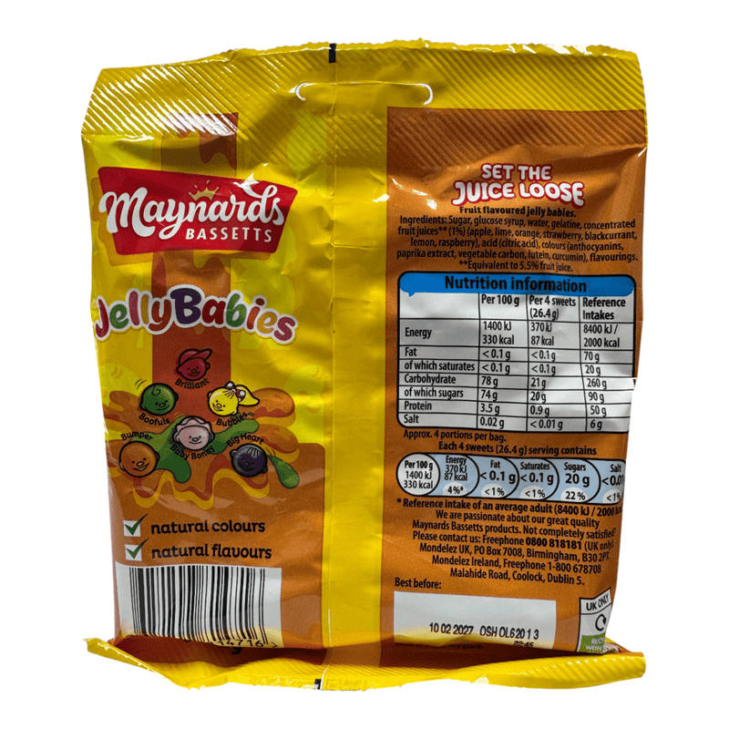 Maynards Bassetts Jelly Babies Sweets Bag 110g