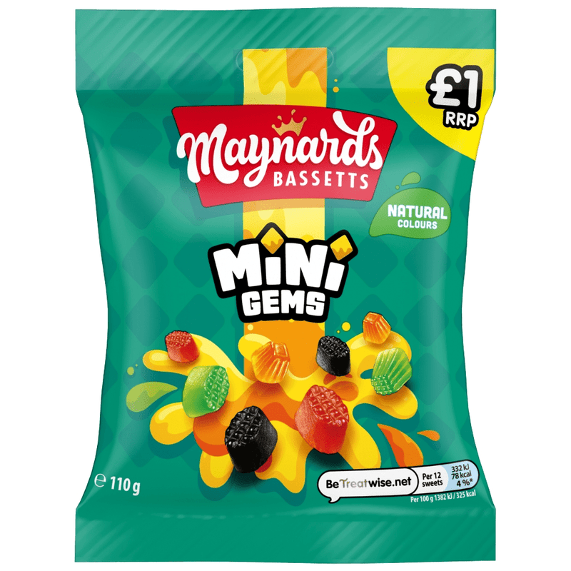Maynards Bassetts Mini Gems Candy Bag 110g