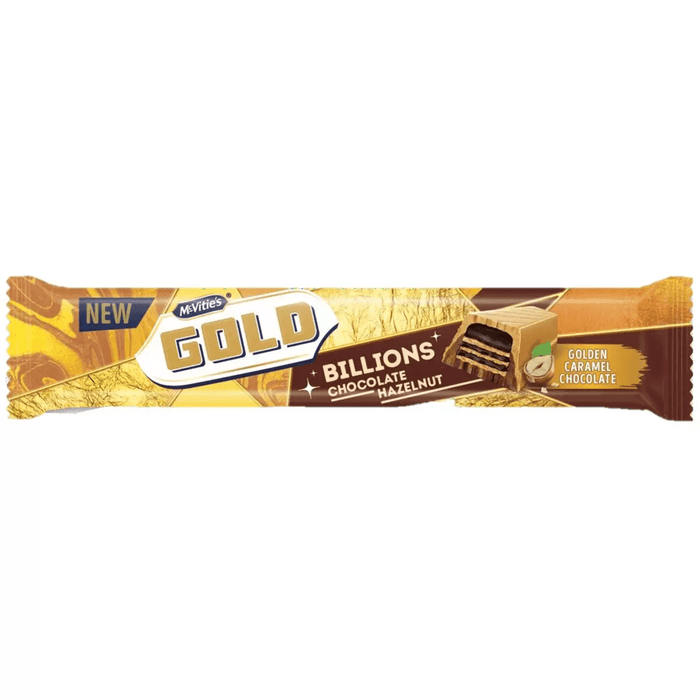 McVitie's GOLD BILLIONS WAFER Chocolate & Hazelnut Bar 39g - Happy Candy UK LTD