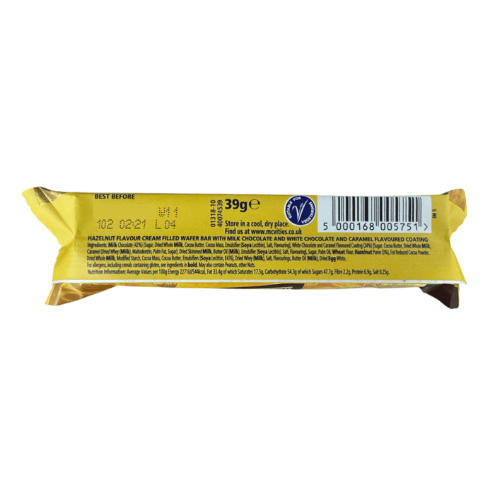 McVitie's GOLD BILLIONS WAFER Chocolate & Hazelnut Bar 39g - Happy Candy UK LTD